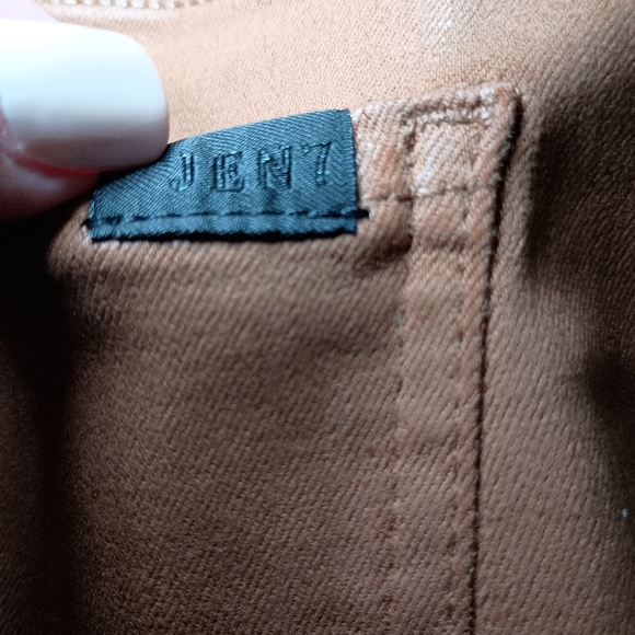 7 for All Mankind High Waist Ankle Skinny in Coated Amber Size 16 - Picture 9 of 14